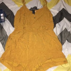 Forever 21 shorts romper lace trim mustard yellow
